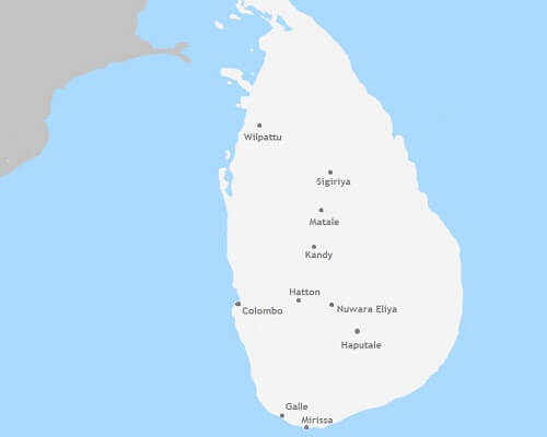 Kaart Individuele Reis Sri Lanka