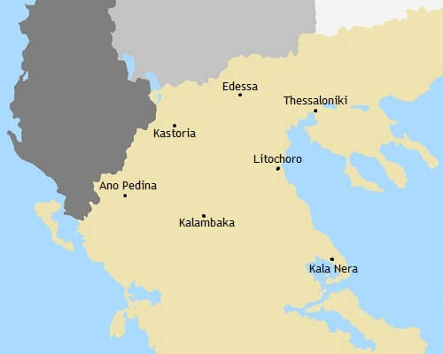 Kaart rondreis Noord-Griekenland